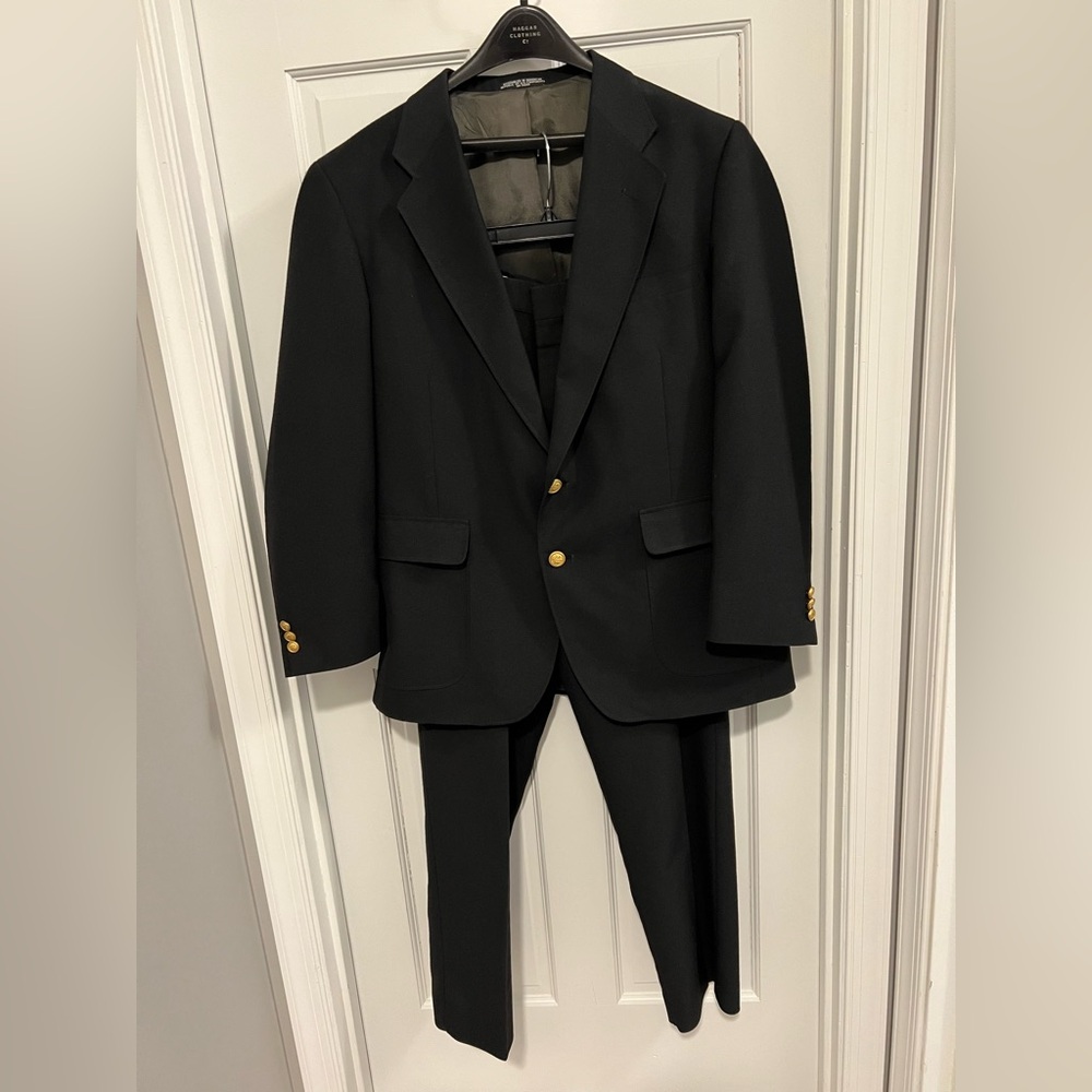 David Taylor Men's Black Suit with Gold Buttons